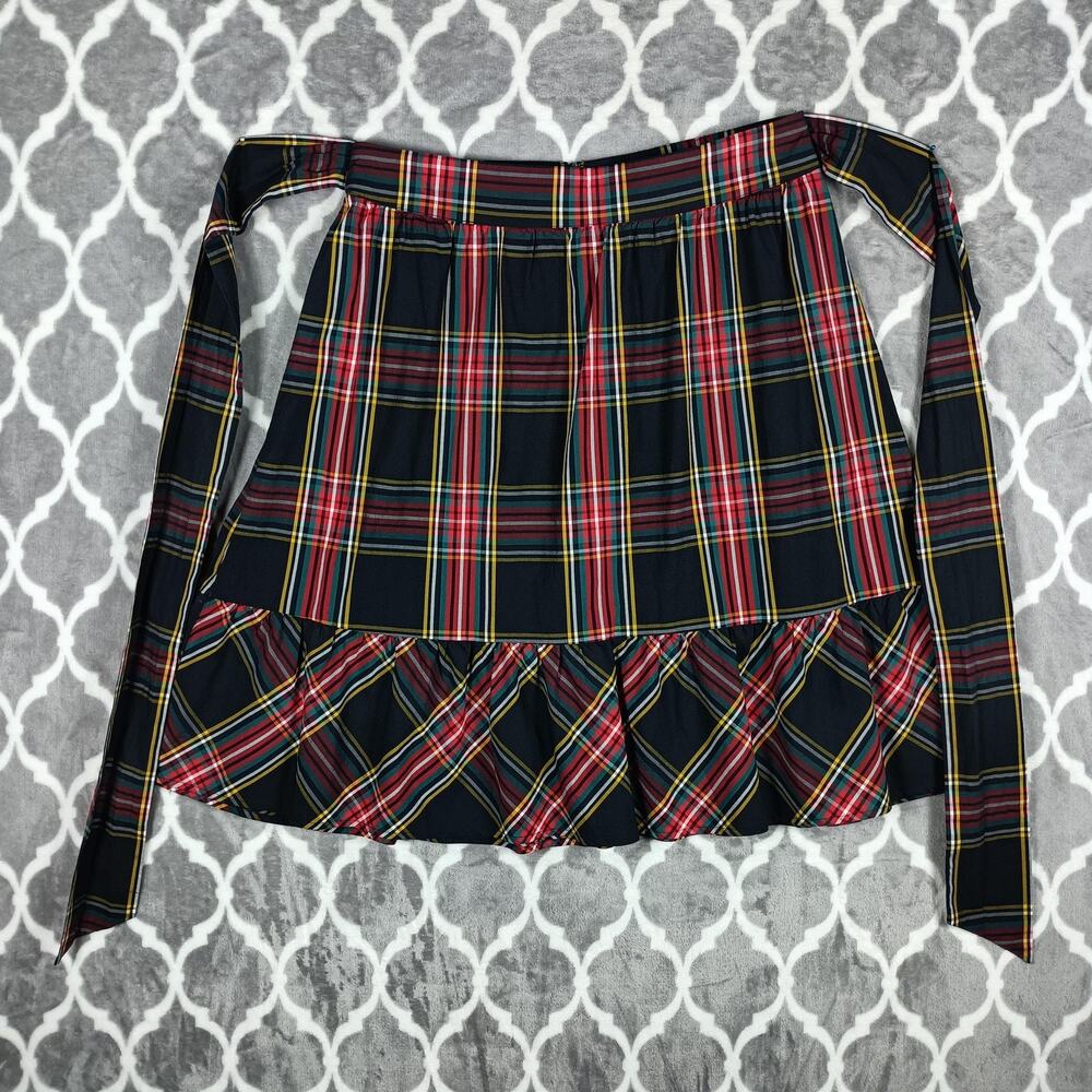 J Crew Skirt Womens 12P Black Tartan Plaid Ruffle Knee Length Preppy - Picture 3 of 8